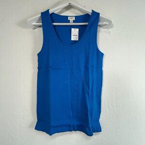 J.Crew Women's Ribbed Cotton Tank Top Medium Blue AY276 Scoop Neck Casual New